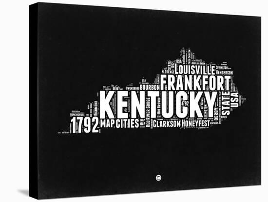 Kentucky Black and White Map-NaxArt-Stretched Canvas