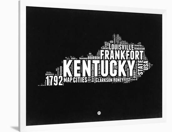 Kentucky Black and White Map-NaxArt-Framed Art Print