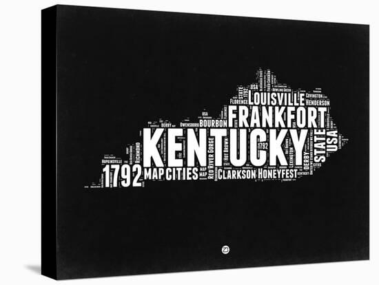 Kentucky Black and White Map-NaxArt-Stretched Canvas