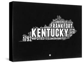 Kentucky Black and White Map-NaxArt-Stretched Canvas