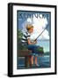 Kentucky - Boy Fishing-Lantern Press-Framed Art Print