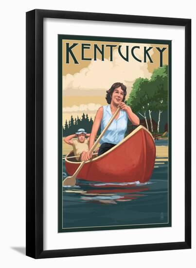 Kentucky - Canoers on Lake-Lantern Press-Framed Art Print