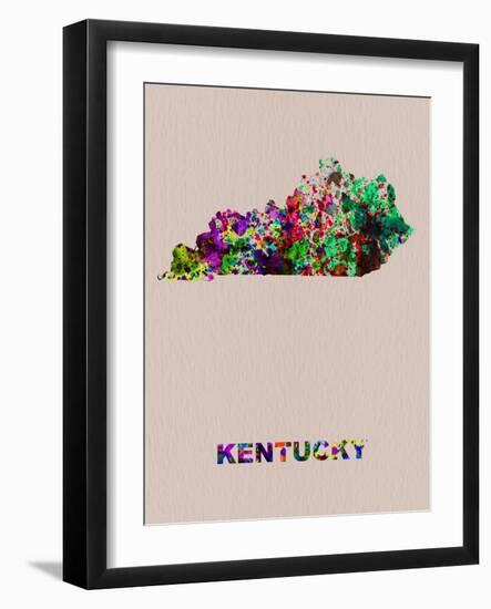 Kentucky Color Splatter Map-NaxArt-Framed Art Print