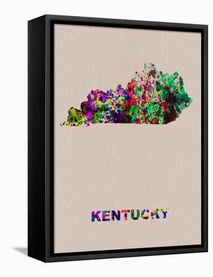 Kentucky Color Splatter Map-NaxArt-Framed Stretched Canvas