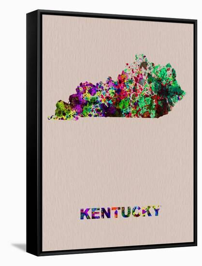 Kentucky Color Splatter Map-NaxArt-Framed Stretched Canvas