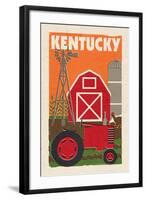 Kentucky - Country - Woodblock-Lantern Press-Framed Art Print