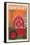 Kentucky - Country - Woodblock-Lantern Press-Framed Stretched Canvas