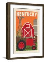 Kentucky - Country - Woodblock-Lantern Press-Framed Art Print