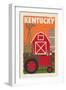 Kentucky - Country - Woodblock-Lantern Press-Framed Art Print