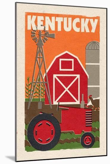 Kentucky - Country - Woodblock-Lantern Press-Mounted Art Print