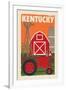 Kentucky - Country - Woodblock-Lantern Press-Framed Art Print