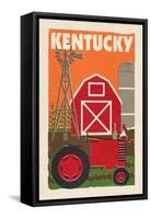 Kentucky - Country - Woodblock-Lantern Press-Framed Stretched Canvas