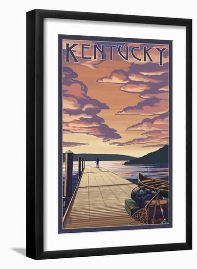 Kentucky - Dock Scene and Lake-Lantern Press-Framed Art Print