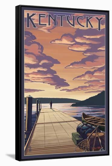 Kentucky - Dock Scene and Lake-Lantern Press-Framed Stretched Canvas