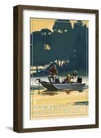 Kentucky - Fishermen in Boat-Lantern Press-Framed Art Print