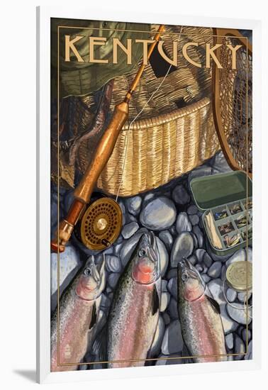 Kentucky - Fishing Still Life-Lantern Press-Framed Art Print