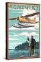 Kentucky - Float Plane and Fisherman-Lantern Press-Stretched Canvas