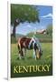 Kentucky - Horse in Field-Lantern Press-Framed Art Print