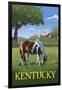 Kentucky - Horse in Field-Lantern Press-Framed Art Print