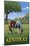 Kentucky - Horse in Field-Lantern Press-Mounted Art Print
