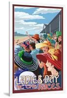 Kentucky - Ladies Day at the Track Horse Racing-Lantern Press-Framed Art Print