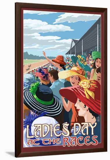 Kentucky - Ladies Day at the Track Horse Racing-Lantern Press-Framed Art Print