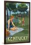 Kentucky - Lake and Picnic Scene-Lantern Press-Framed Art Print