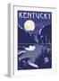Kentucky - Lake at Night-Lantern Press-Framed Art Print