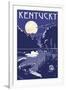 Kentucky - Lake at Night-Lantern Press-Framed Art Print