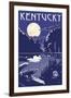 Kentucky - Lake at Night-Lantern Press-Framed Art Print