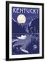 Kentucky - Lake at Night-Lantern Press-Framed Art Print