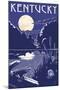 Kentucky - Lake at Night-Lantern Press-Mounted Art Print