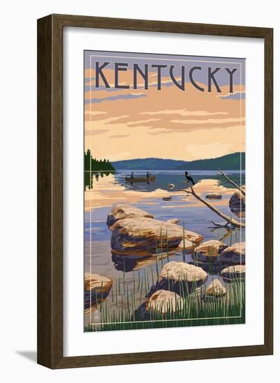 Kentucky - Lake Sunrise Scene-Lantern Press-Framed Art Print