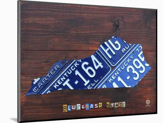 Kentucky License Plate Map-Design Turnpike-Mounted Giclee Print