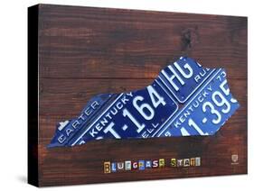 Kentucky License Plate Map-Design Turnpike-Stretched Canvas