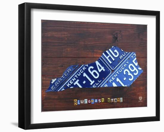 Kentucky License Plate Map-Design Turnpike-Framed Giclee Print