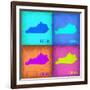 Kentucky Pop Art Map 1-NaxArt-Framed Art Print