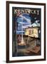 Kentucky - Retro Camper and Lake-Lantern Press-Framed Art Print