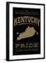 Kentucky State Pride - Gold on Black-Lantern Press-Framed Art Print