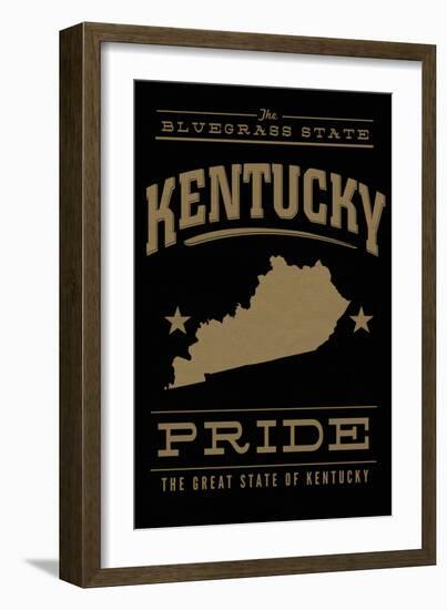 Kentucky State Pride - Gold on Black-Lantern Press-Framed Art Print