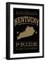 Kentucky State Pride - Gold on Black-Lantern Press-Framed Art Print