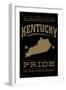 Kentucky State Pride - Gold on Black-Lantern Press-Framed Art Print