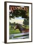 Kentucky - Thoroughbred Horses Farm Scene-Lantern Press-Framed Art Print