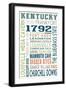 Kentucky - Typography-Lantern Press-Framed Premium Giclee Print