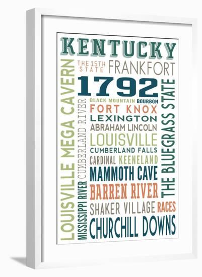 Kentucky - Typography-Lantern Press-Framed Art Print