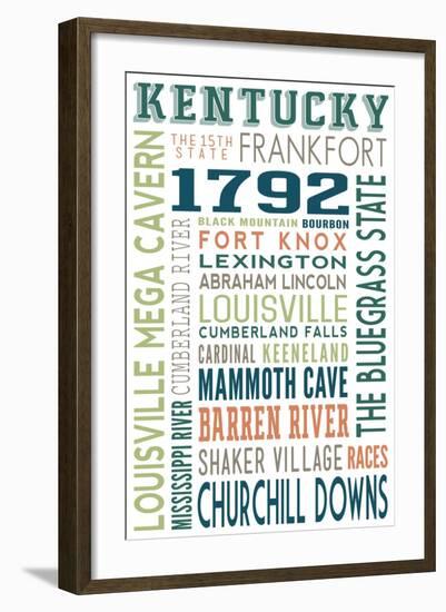 Kentucky - Typography-Lantern Press-Framed Art Print