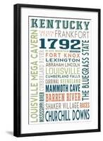 Kentucky - Typography-Lantern Press-Framed Art Print