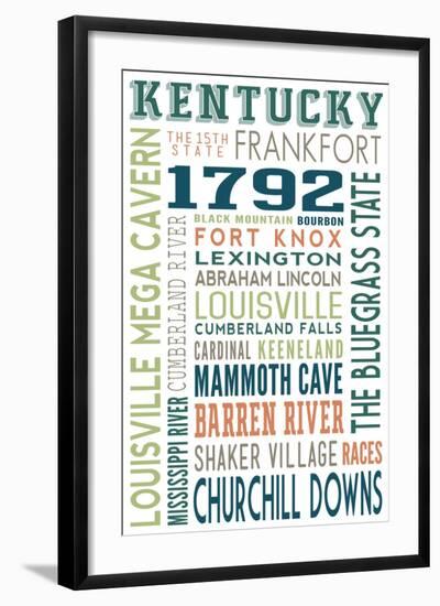 Kentucky - Typography-Lantern Press-Framed Art Print