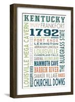 Kentucky - Typography-Lantern Press-Framed Art Print