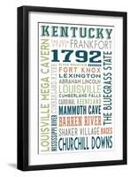 Kentucky - Typography-Lantern Press-Framed Art Print